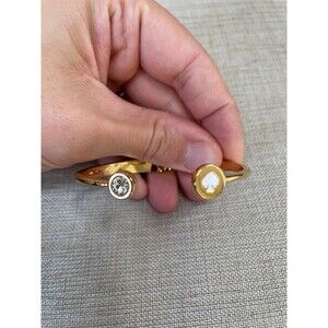 Kate Spade New York White Spade And Crystal Open Hinged Cuff Bracelet
